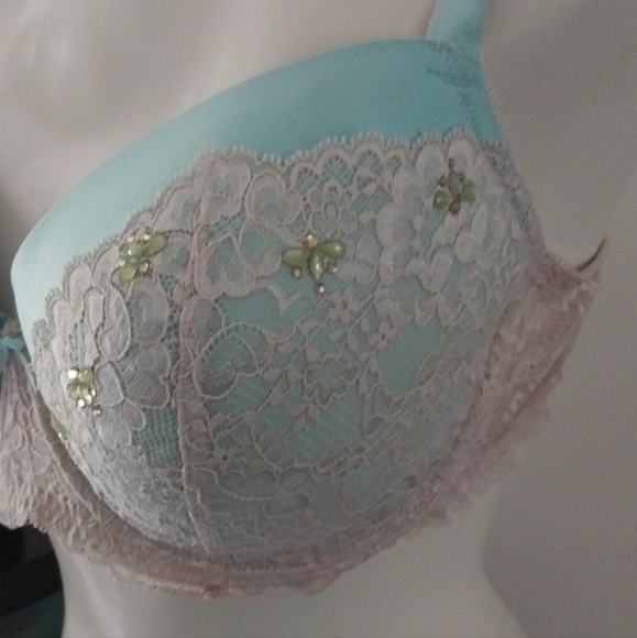 Victoria's Secret Dream Angels Lined Demi Lace Rhinestone Embellished Bra 36DDD - Picture 7 of 15